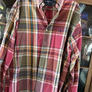 Ralph Lauren Red and Green Plaid Men's Shirt